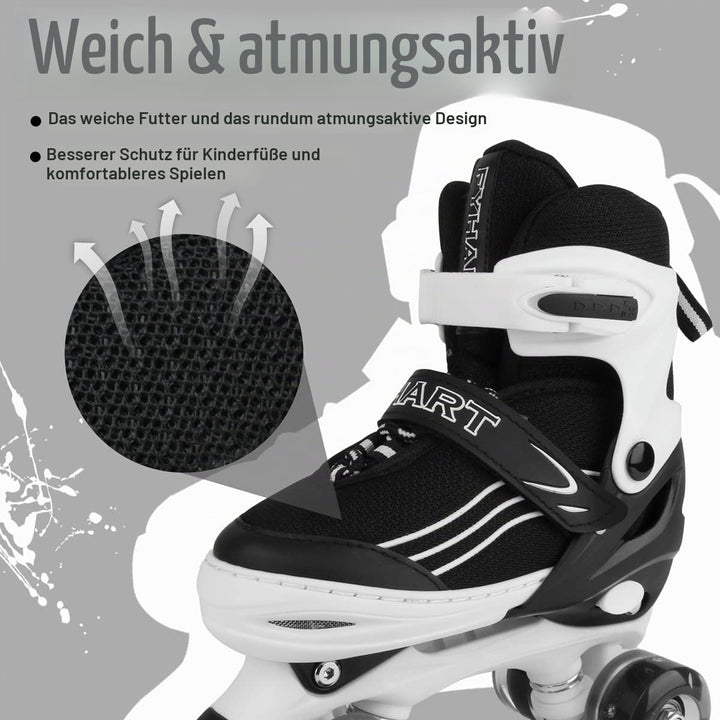 Rollschuhe für Jungen Verstellbare Kinder-Rollschuhe mit leuchtenden Rädern, lustig Leuchtend für Ju