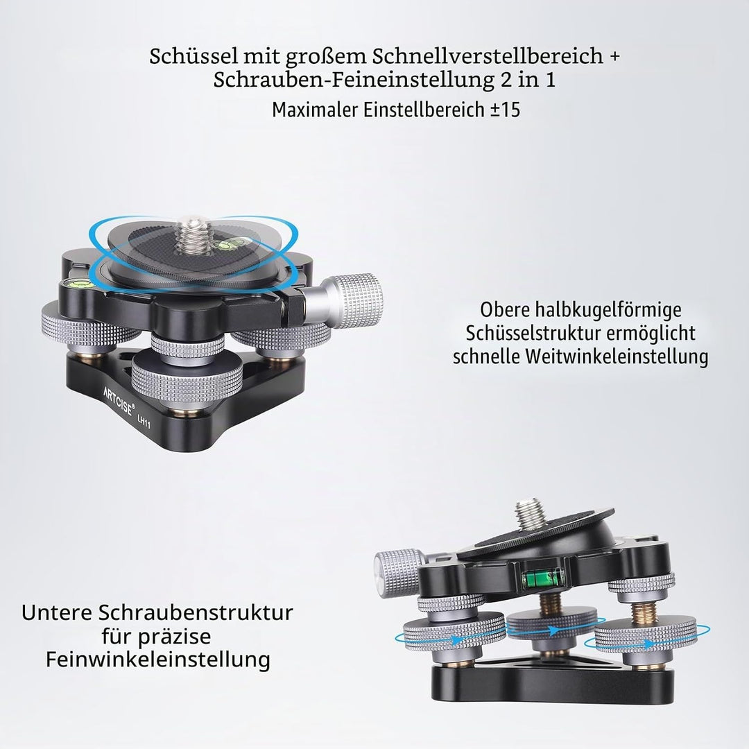 Dreibein-Nivellier-Basis ∅85 mm, Kamera-Nivelliermaschine, Aluminium, verstellbare Statikopfplatte -