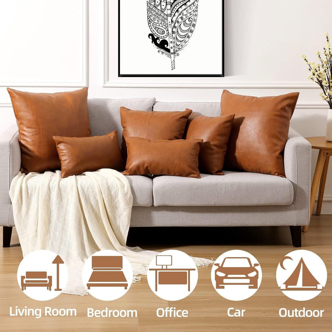 Yaertun 2er Set aus Kunstleder Kissenbezug, Sofakissen Dekorative Kissenhülle Quadratisch Überwurf K