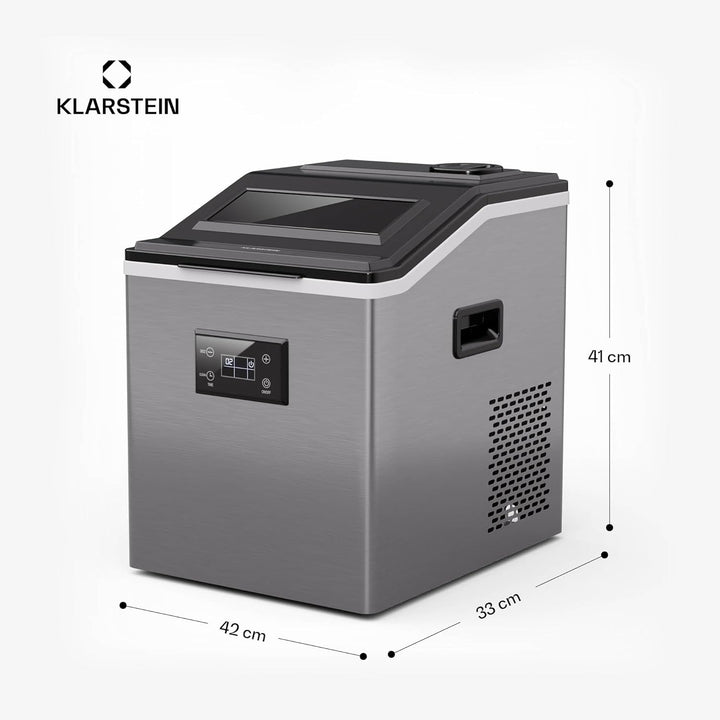 Klarstein FrostMaster Eiswürfelmaschine - 40 kg/Tag, 34 Eiswürfel in 15 Min, Edelstahl, LED-Bedienfe