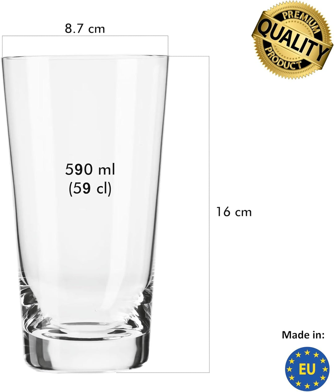 KIAPPO Biergläser Set 590 ml - 12 Stück Gläser Set - Lagerglas - Weizengläser - Kristallgläser - Ges