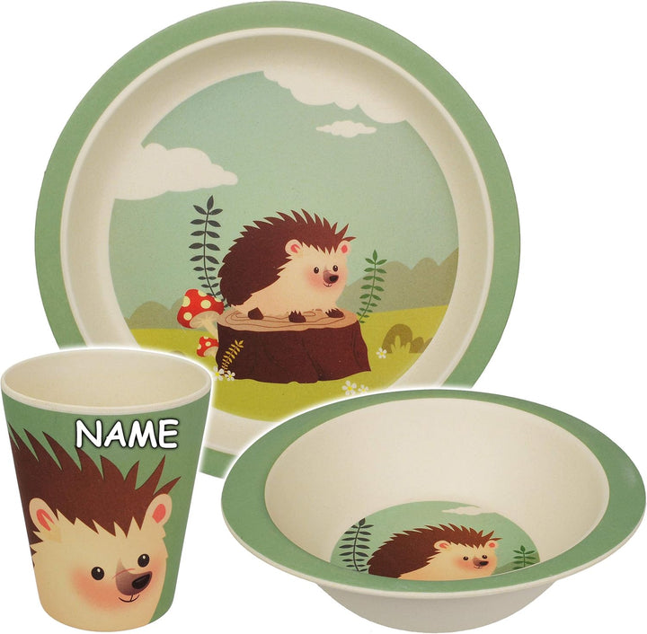 alles-meine.de GmbH 3 TLG. Set - Kunststoff - Geschirrset - Igel & Pilz/Waldtiere - BPA frei - Kunst