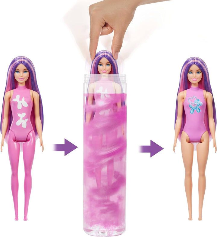 Barbie Color Reveal Puppe und Accessoires, Ballontier-Reihe, 6 Überraschungen einschliesslich Farbwe