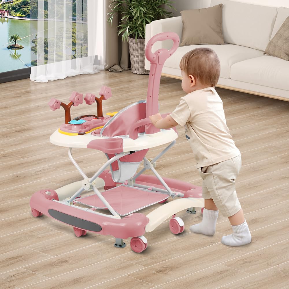 Baby Lauflernhilfe, Baby Walker Höhenverstellbar, Überrollsicherer Lauflernwagen mit Leisen 360°-Lau