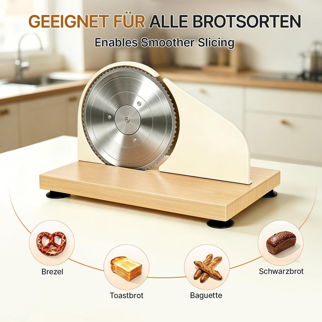 Manuelle Brotschneidemaschine mit Handkurbel | Einstellbare Scheibendicke | Scharfe Edelstahlklinge