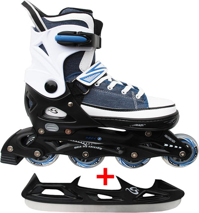Cox Swain Sneak 2in1 grössenverstellbare Kinder Inline Skates und Schlittschuhe mit PU Gummirollen s