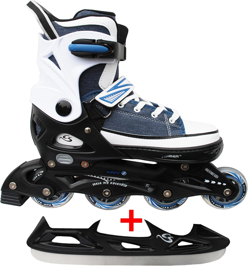 Cox Swain Sneak 2in1 grössenverstellbare Kinder Inline Skates und Schlittschuhe mit PU Gummirollen s