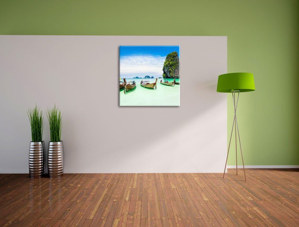 Pixxprint Schöne Boote im Pazifik als Leinwandbild/Grösse: 70x70 cm/Wandbild/Kunstdruck/fertig bespa