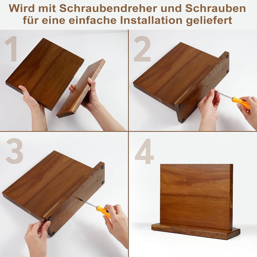 Messerblock Magnetisch, Doppelseitiger Starker Magnetischer Messerhalter Aus Holz– Universal Küchenm