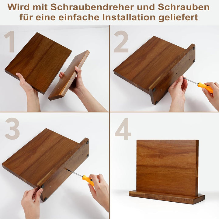 Messerblock Magnetisch, Doppelseitiger Starker Magnetischer Messerhalter Aus Holz– Universal Küchenm