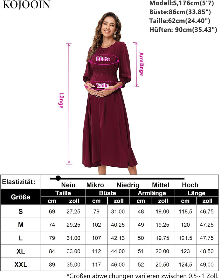 KOJOOIN Damen Umstandskleid Kurzarm Schwangerschafts Bedrucktes Kleid mit Rundhalsausschnitt und Rüs