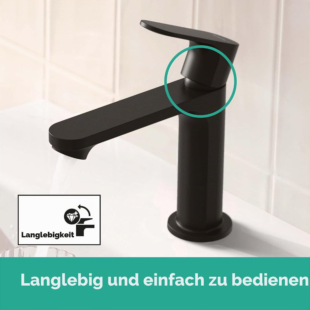 hansgrohe Rebris S - Waschtischarmatur mit Zugstangen-Ablauf, energiesparend (CoolStart), Wasserhahn
