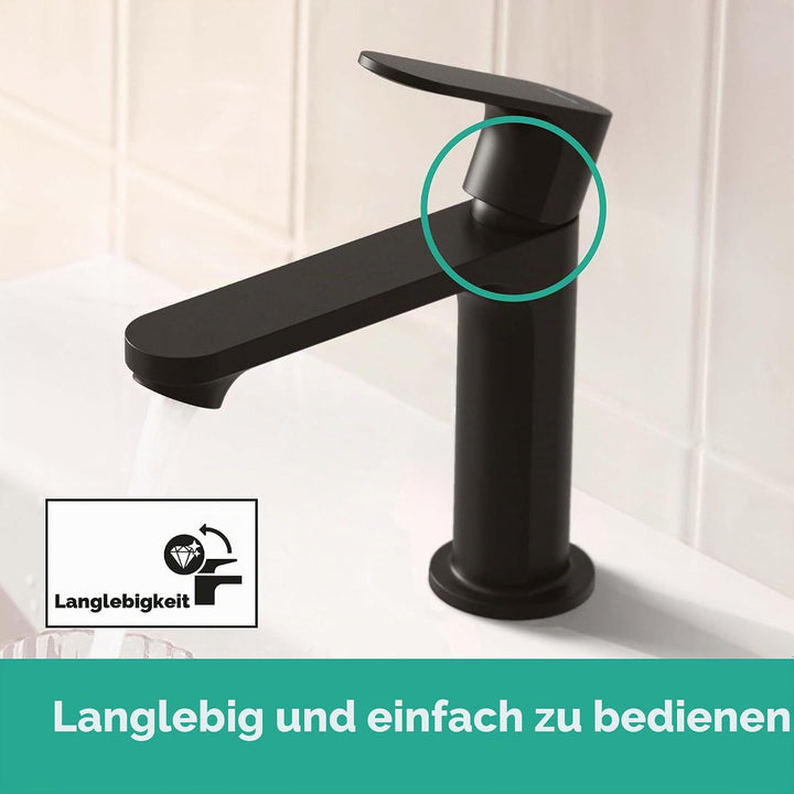 hansgrohe Rebris S - Waschtischarmatur mit Zugstangen-Ablauf, energiesparend (CoolStart), Wasserhahn