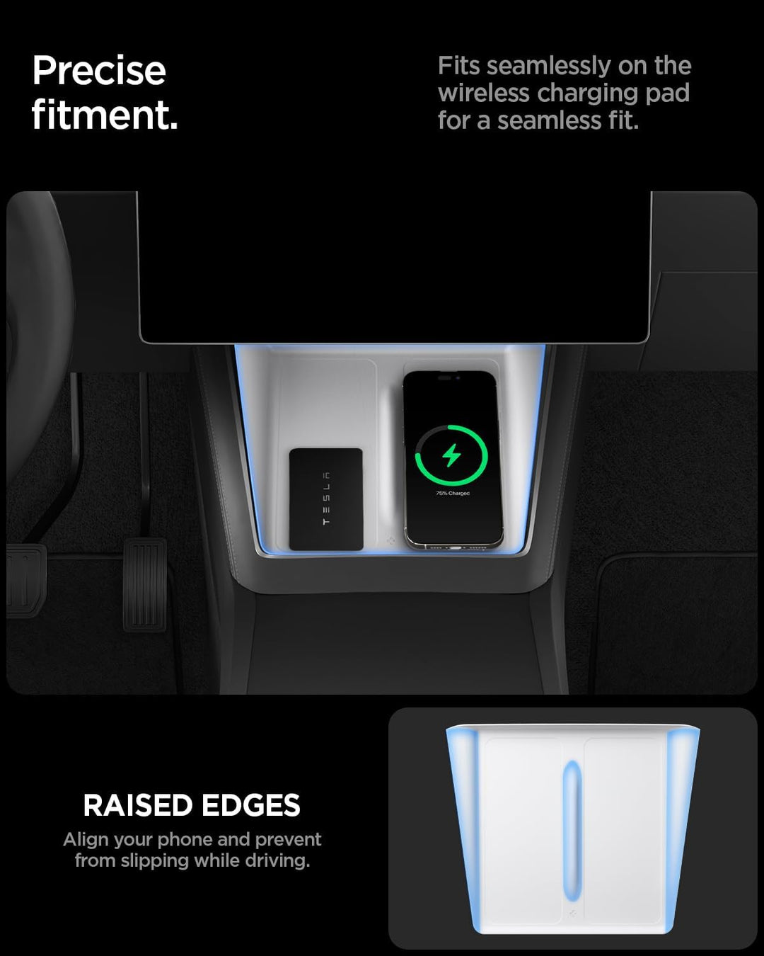 Spigen Tesla Model Y Juniper (Nur Premium & Performance) Mittelkonsole Organizer Abdeckung für Ladep