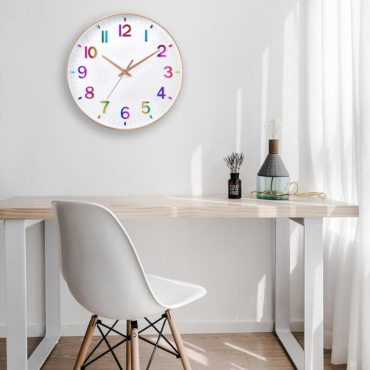 HZDHCLH 30cm Lautlos Wanduhr Schleichende Sekunde mit Arabisch Ziffer ohne Ticken für Dekoration Woh