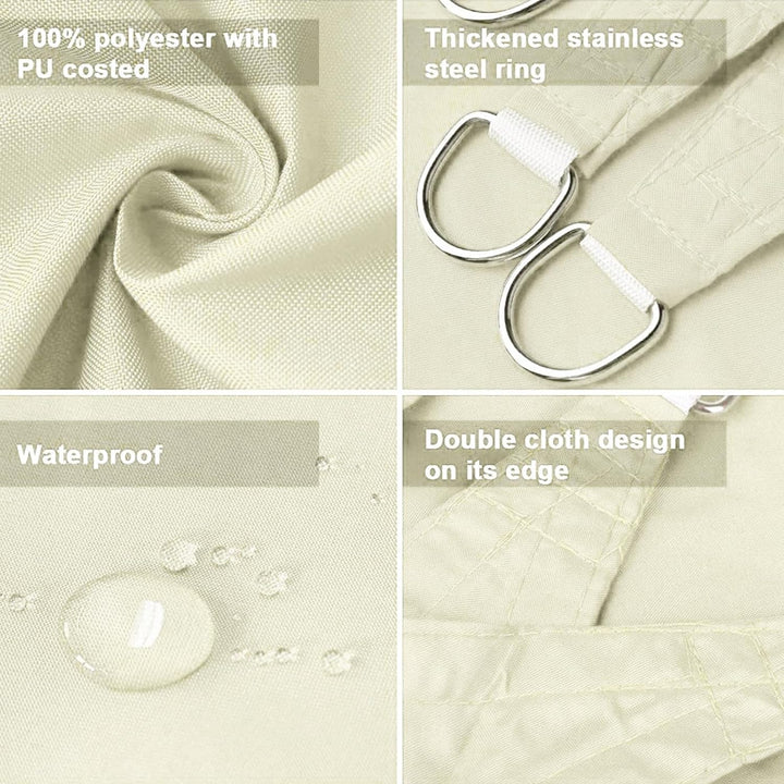 Dripex Sonnensegel wasserdicht Sonnenschutz Set 4X5 m inkl Befestigungsseile Rechteckig Polyester Im