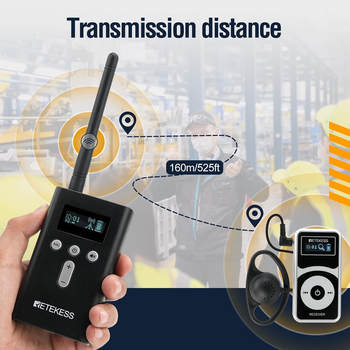 Retekess T130P (T130 3rd) Kabelloses Tour Guide System-Headsets, Verbesserte Geräuschreduzierung, 16