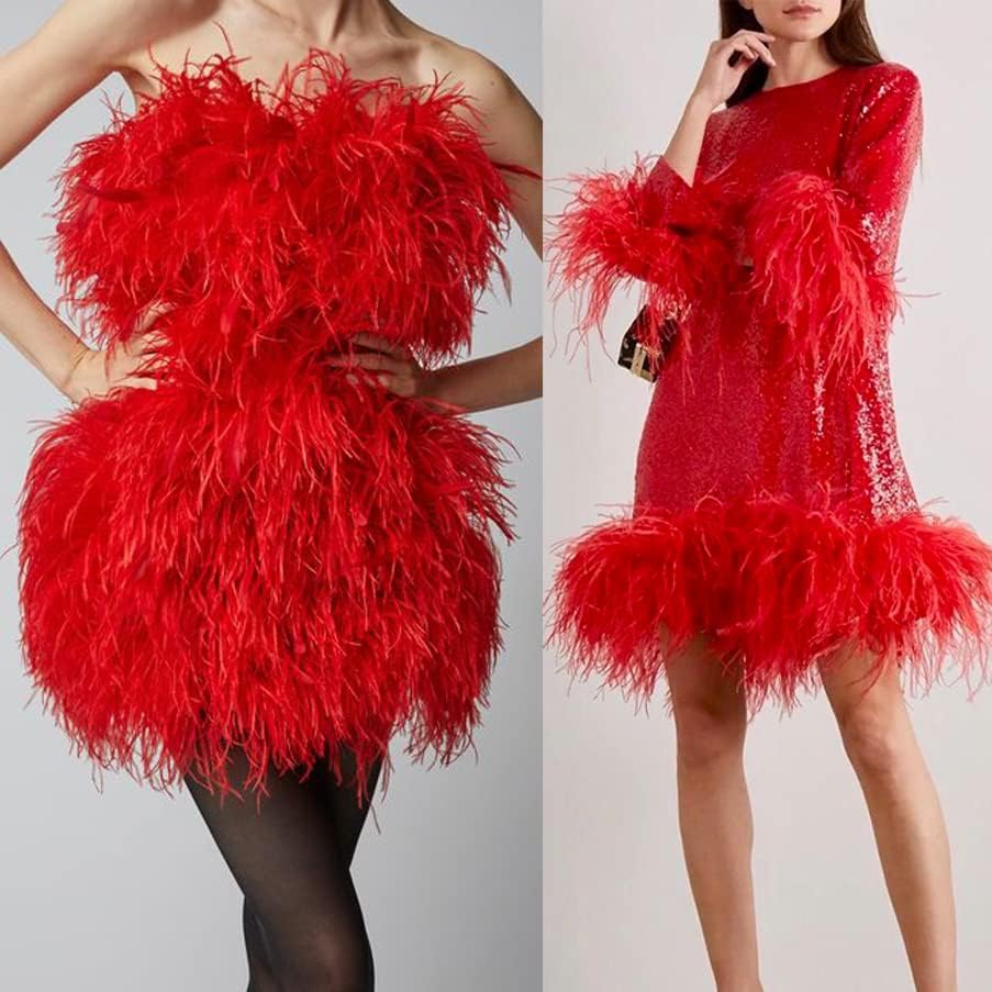 3 Yards 10–15 cm grosse rote Straussenfedern Trim Fransen für DIY Kleid Nähen Handwerk Kostüme Dekor