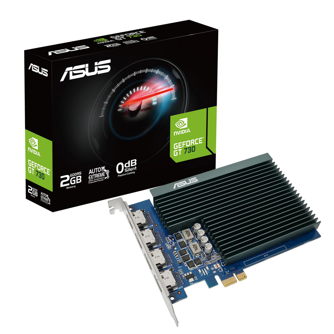ASUS GeForce GT 730 2GB DDR5 Grafikkarte (4x HDMI, Single-Slot-Design, passive Kühlung, GPU Tweak II