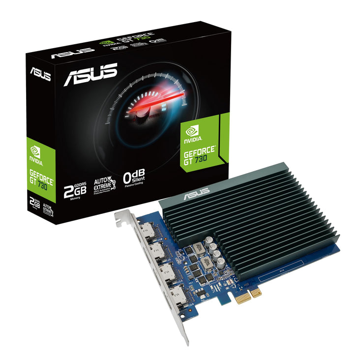 ASUS GeForce GT 730 2GB DDR5 Grafikkarte (4x HDMI, Single-Slot-Design, passive Kühlung, GPU Tweak II