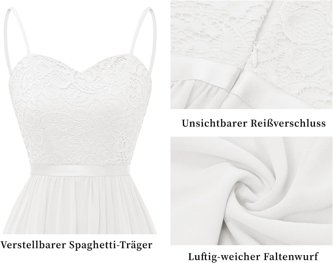 DRESSTELLS Damen Festliche Kleider für Hochzeit Chiffon Maxi Brautjungfernkleider Bodenlang Kleider