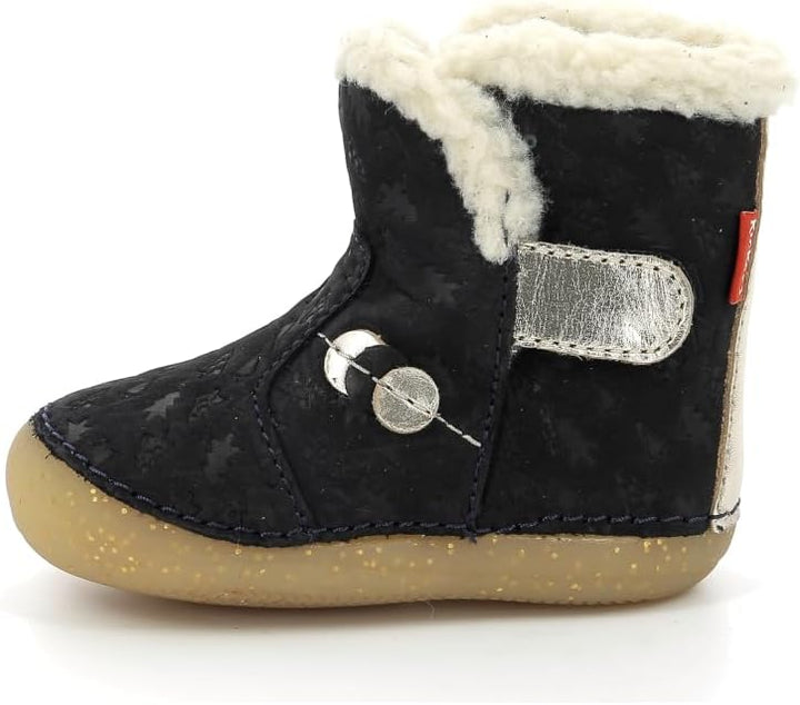 Kickers Baby-Mädchen Windy Stiefelette 25 EU Marineblau Goldfarben, 25 EU Marineblau Goldfarben
