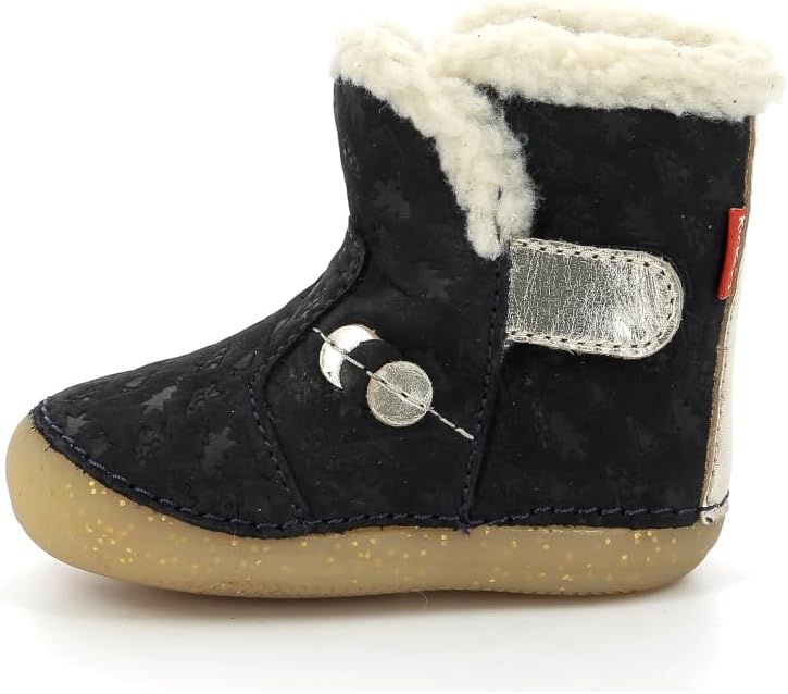 Kickers Baby-Mädchen Windy Stiefelette 25 EU Marineblau Goldfarben, 25 EU Marineblau Goldfarben