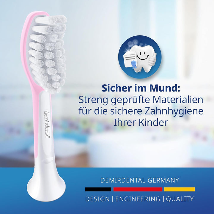 demirdental Kinder Ersatzbürsten passend für Philips Sonicare Kids, Bürstenköpfe ab 7 Jahre, entspri