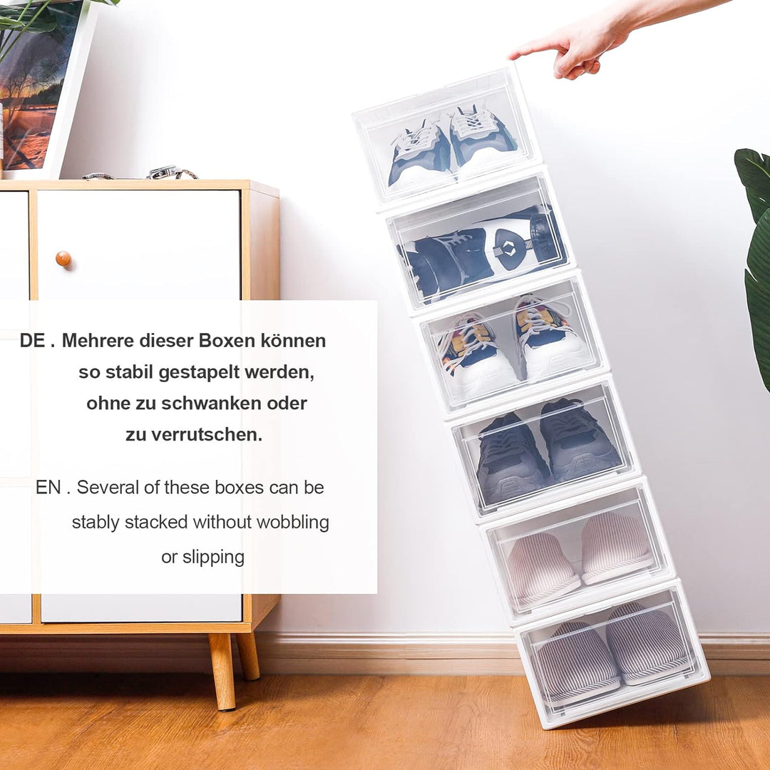 Yorbay Schuhbox, 3er Set, stapelbarer Schuhorganizer, Kunststoffbox mit durchsichtiger Tür, Mehrweg