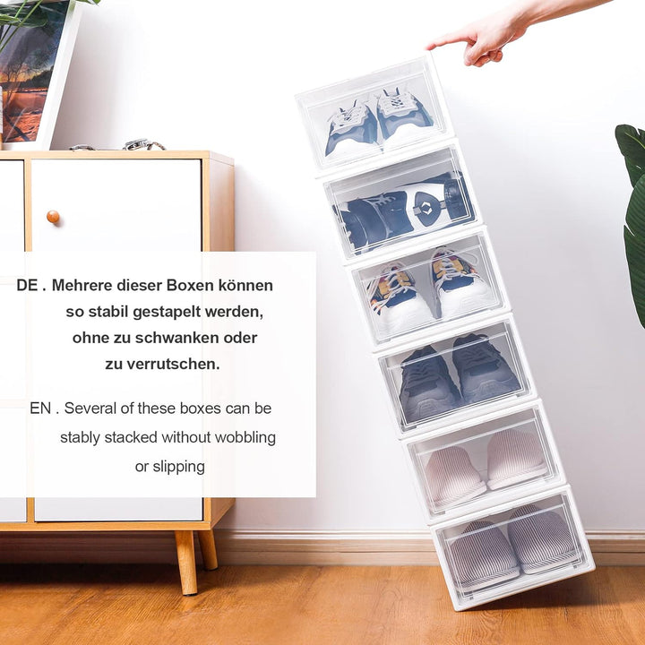 Yorbay Schuhbox, 3er Set, stapelbarer Schuhorganizer, Kunststoffbox mit durchsichtiger Tür, Mehrweg