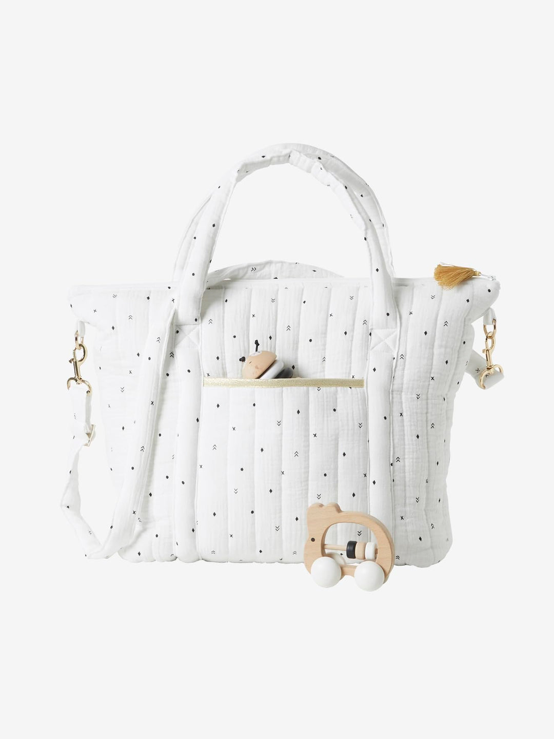 VERTBAUDET Wickeltasche,Plume" wollweiss bedruckt ONE SIZE