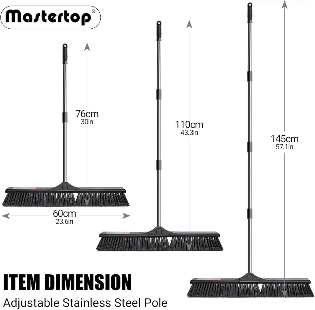 MASTERTOP Strassenbesen Industriebesen, 60cm Grosser Besen mit stiel ausziehbar, Gartenbesen Kehrbes