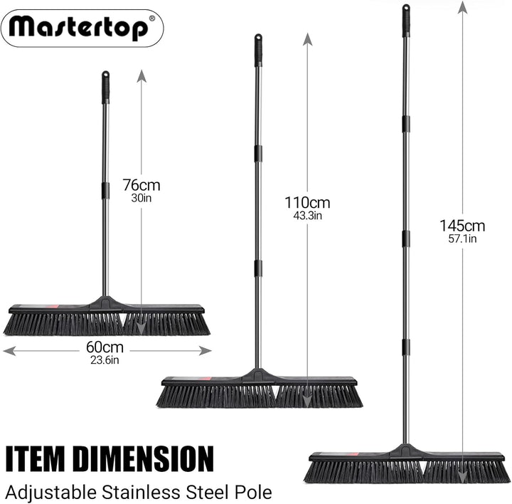 MASTERTOP Strassenbesen Industriebesen, 60cm Grosser Besen mit stiel ausziehbar, Gartenbesen Kehrbes