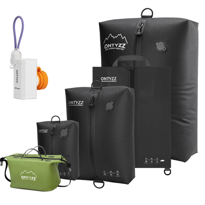 Koffer Organizer Compression Packwürfel Set, 5 Teilig Wiederverwendbar TPU Vakuumierbeutel mit IPX8