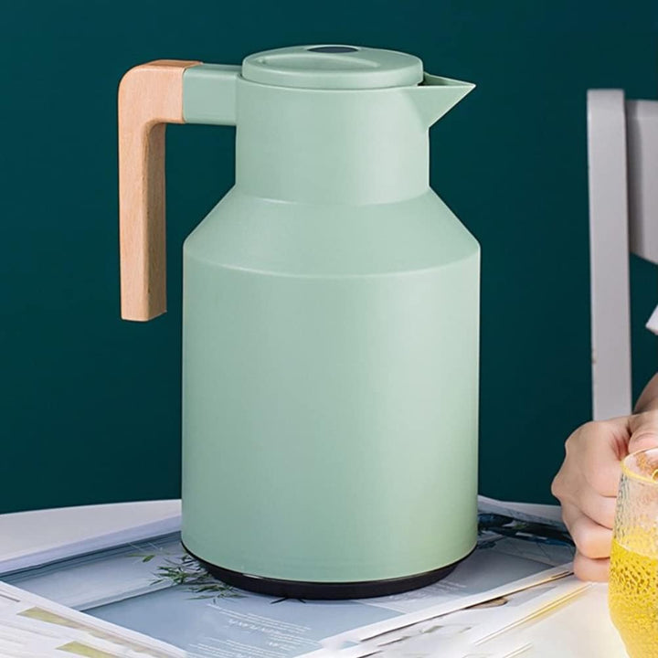 Cabilock Glaseinsatz Mit Holzgriff Thermoskanne Isolierkanne mit Holzgriff Kaffeekanne Wasserkrug Wa