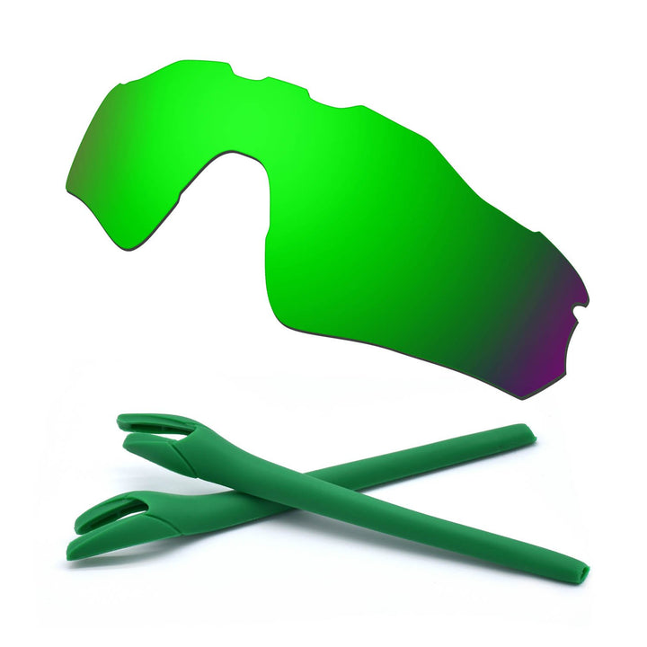 HKUCO For Oakley Radar EV Path Green Polarized Replacement Lenses And Green Earsocks Rubber Kit
