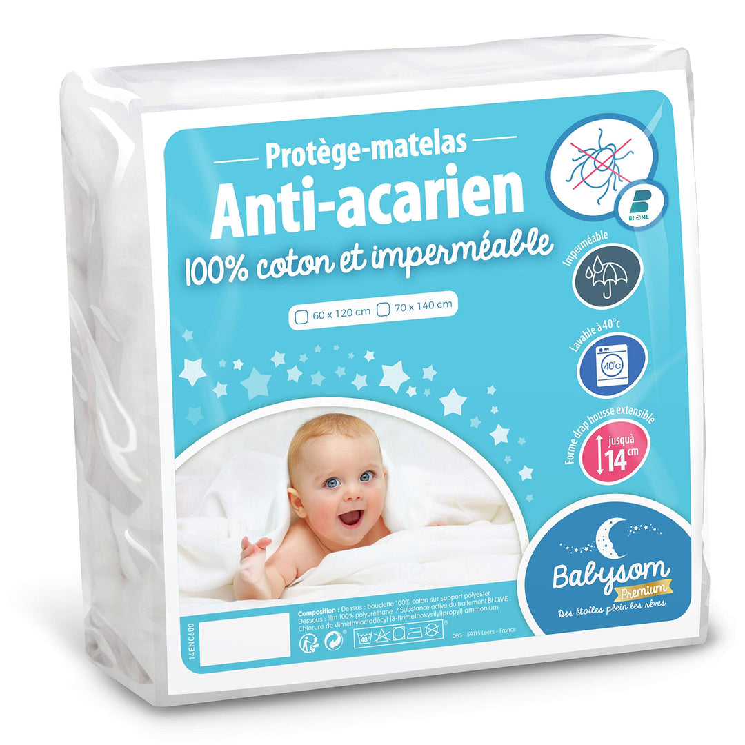 Babysom - Baby Matratzenschoner | Kinder Matratzenauflage - Anti Milben - 70x140 cm - Wasserdicht -