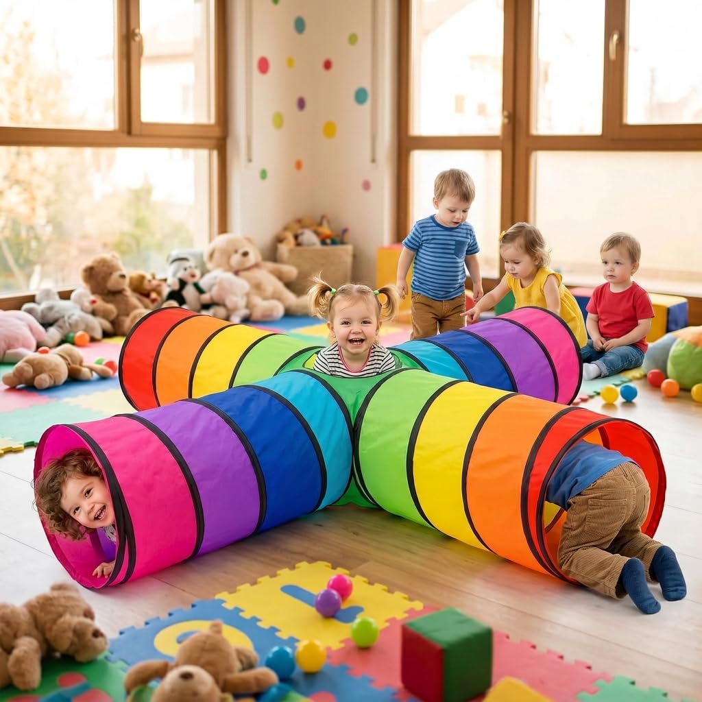 NUBUNI Tunnel x4 XXL : Tunnel Kinder : Kriechtunnel : Krabbeltunnel für Kinder : Spieltunnel Kind :