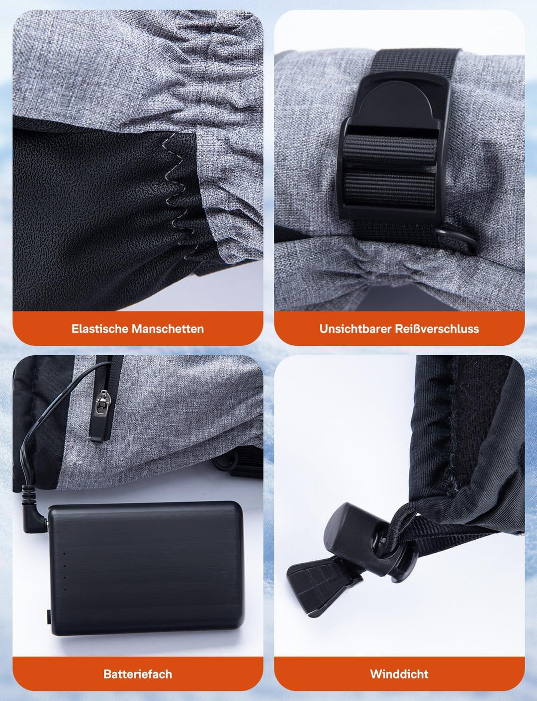 ALLJOY Beheizbare Handschuhe, 10000mAh Beheizte Handschuhe Wiederaufladbar mit 3 Heizstufen, Geschen