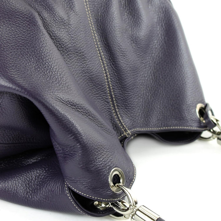 modamoda de - 228 - ital. Beuteltasche aus festem Leder Dunkellila, Dunkellila