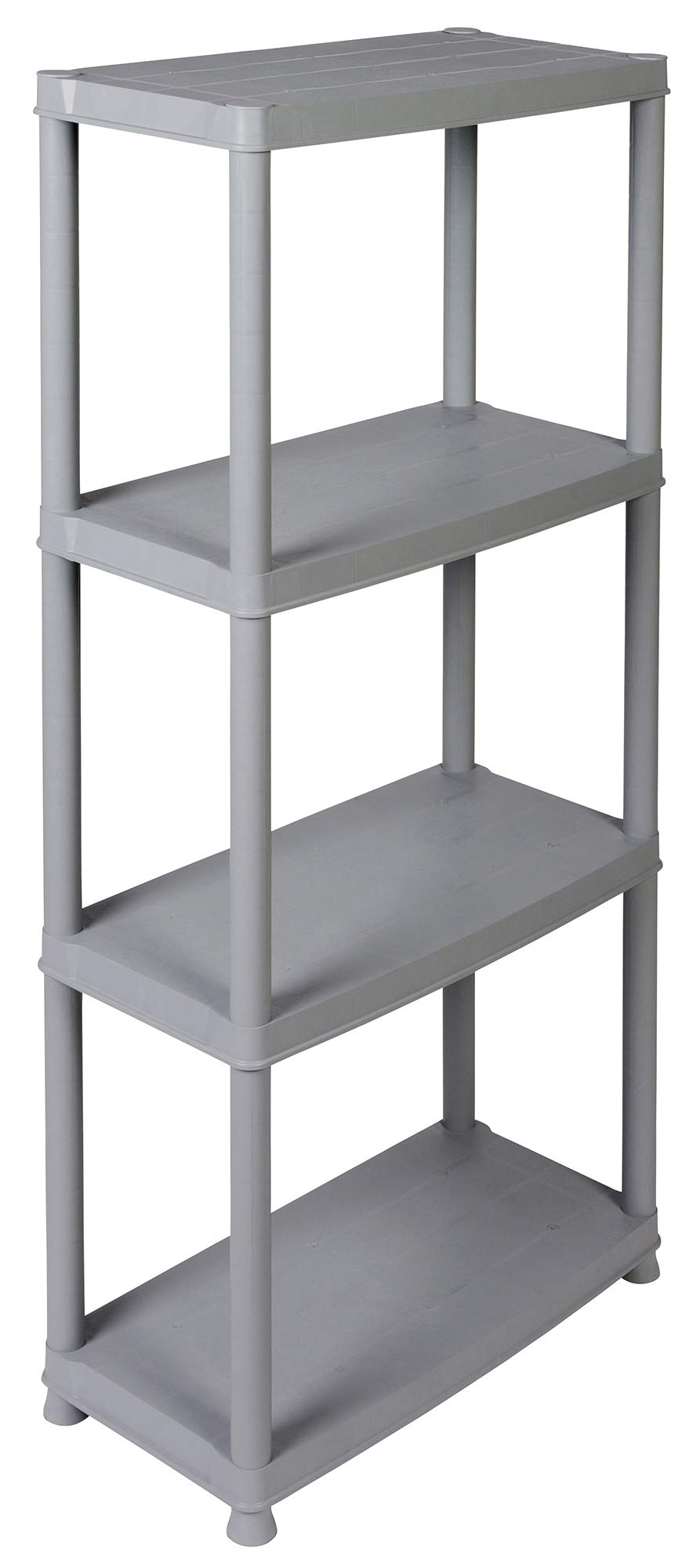 Kreher Kunststoffregal, Haushaltsregal, Steckregal mit 4 Böden in Grau. Max. 100 kg Traglast. 60 x 3