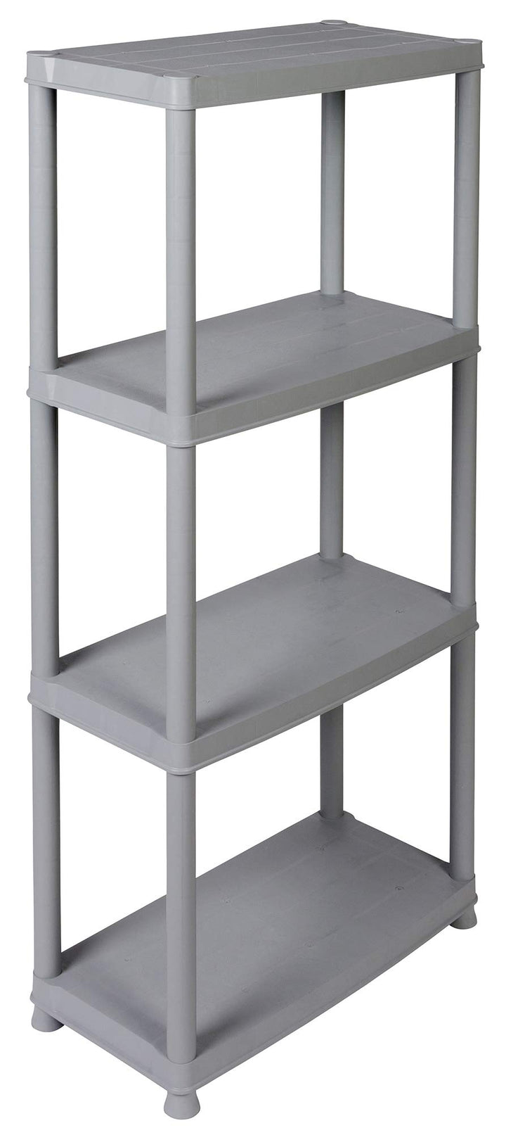 Kreher Kunststoffregal, Haushaltsregal, Steckregal mit 4 Böden in Grau. Max. 100 kg Traglast. 60 x 3