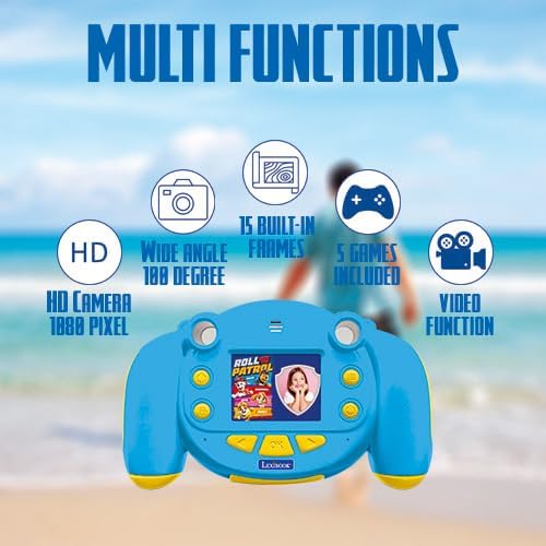 Lexibook DJ080PA Paw Patrol-Kinder-Digitalkamera mit Foto-und Videofunktion, Spiele, Blau/Gelb, Paw