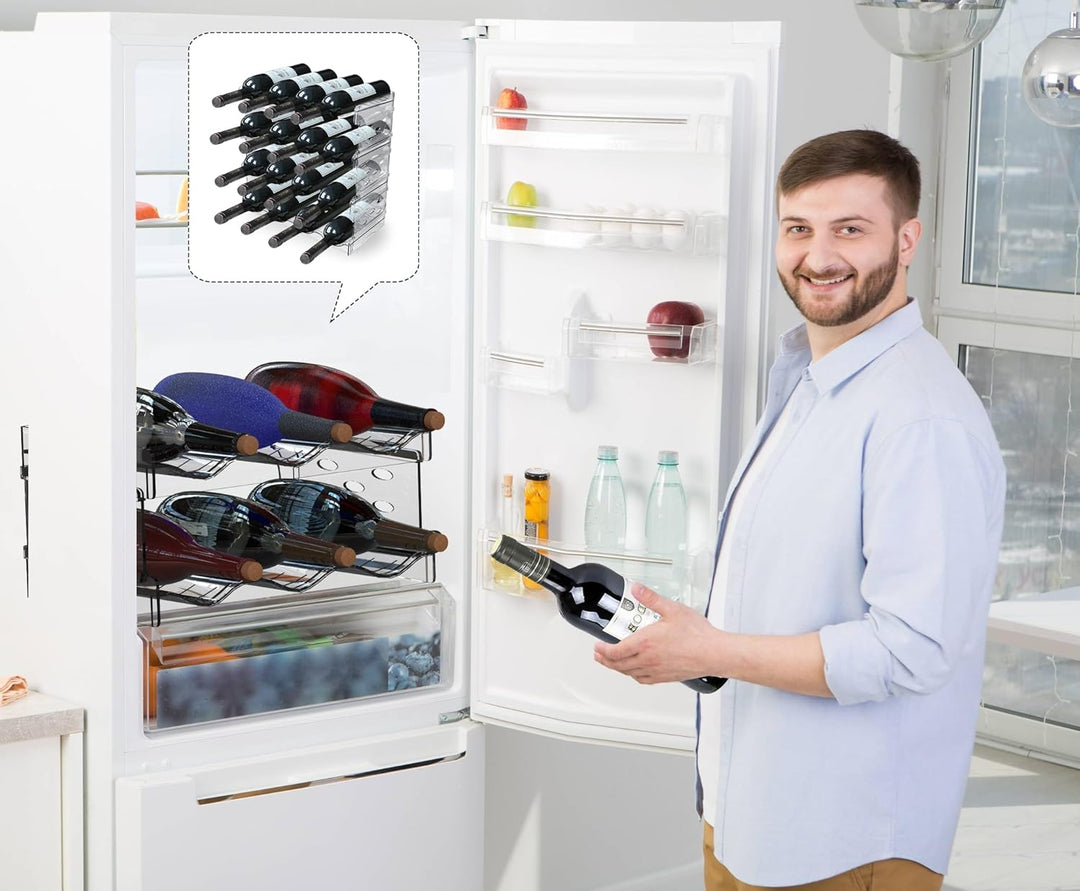Flaschenregal Stapelbar 2er Fasst 6 Behälter Flaschen Organizer Schrank Flaschenaufbewahrung Flasche