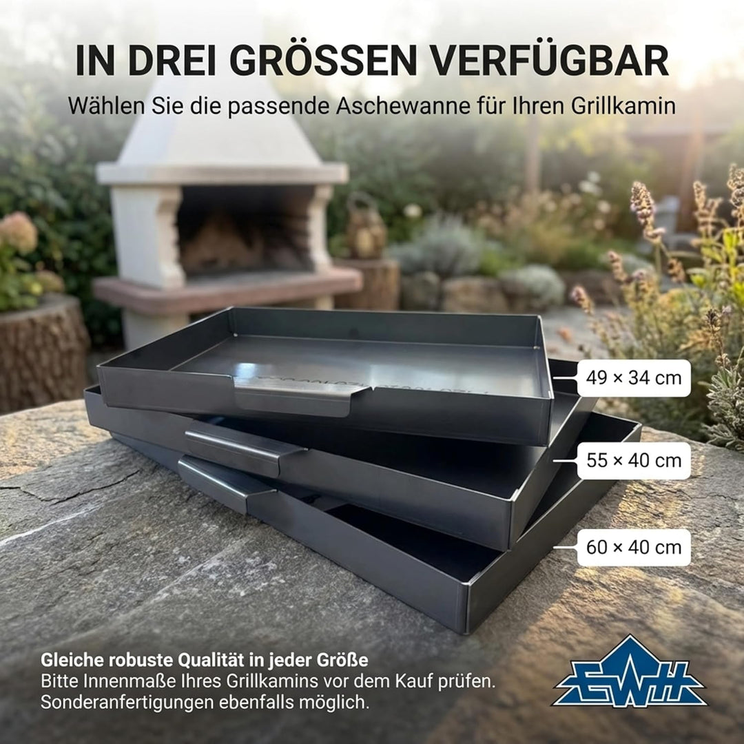 EWH Aschekasten für Grill aus wetterfestem CorTen Stahl/Edelrostoptik (49 x 34 cm) Aschebehälter/Asc