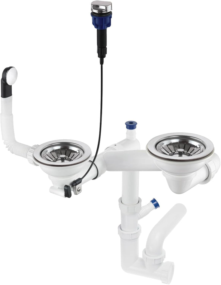 GRANMASTER Automatischer Platzsparender 2-Kammer-Siphon mit überlauf - Ablaufgarnitur für Spüle - Ma