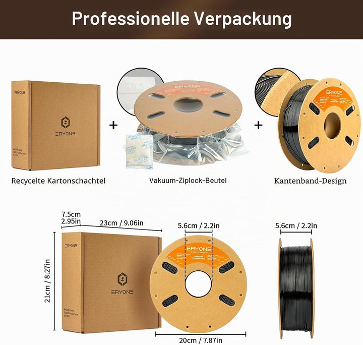 ERYONE High Speed Translucent PETG Filament 1.75mm +/- 0.03mm, 3D Drucker Filament, 30-500mm/s Hyper