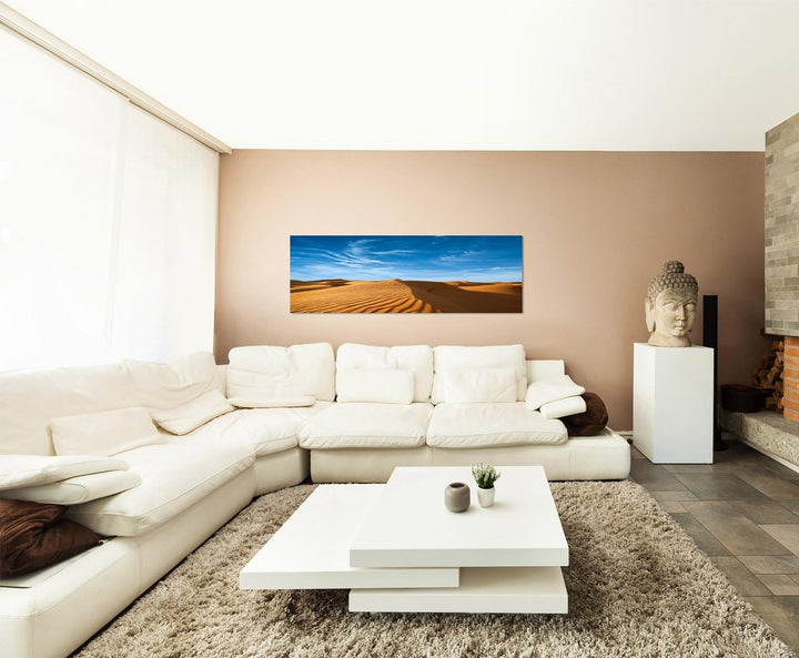 Paul Sinus Art Panoramabild auf Leinwand und Keilrahmen 150x50cm Afrika Wüste Sanddünen Wolkenschlei