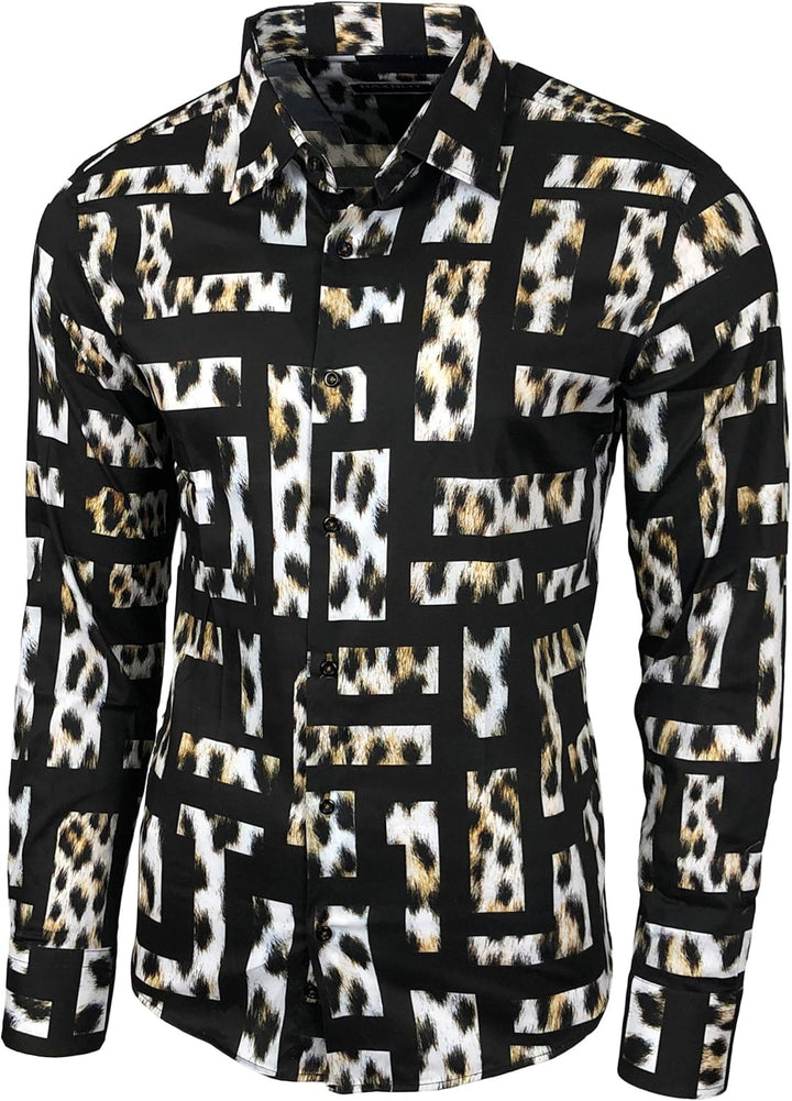 Blumen Hemden Herren Bunte Hemd Langarmhemd Muster Freizeitshemd Langarm Casual Mehrfarbig Shirt S S