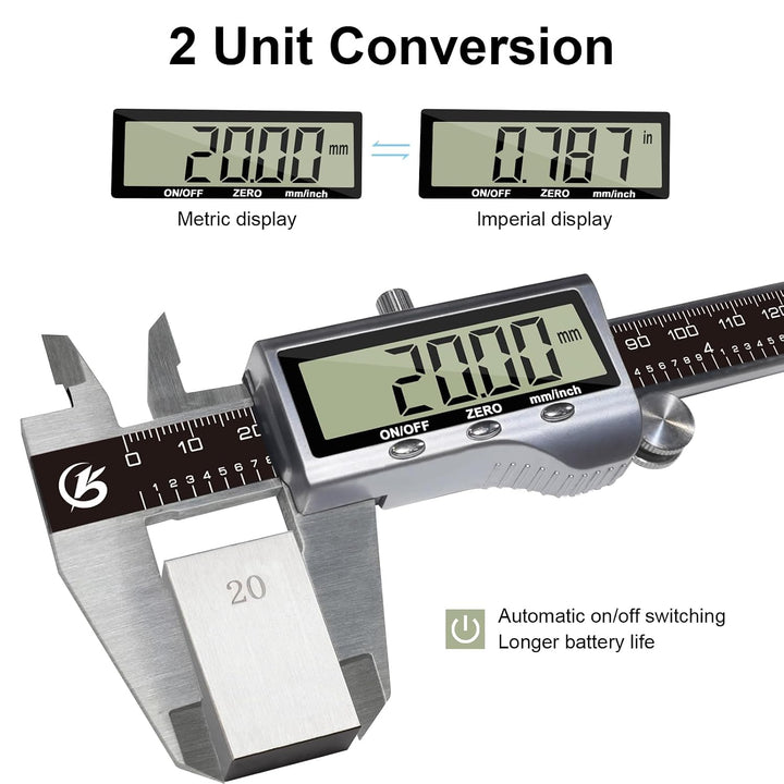KETOTEK Messschieber Digitale, 150mm Schieblehre Digital Edelstahl mit Grossem LCD Display, Messlehr